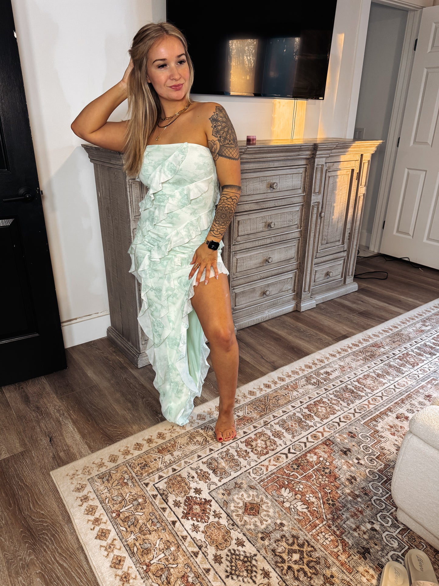 Ruffled green dress