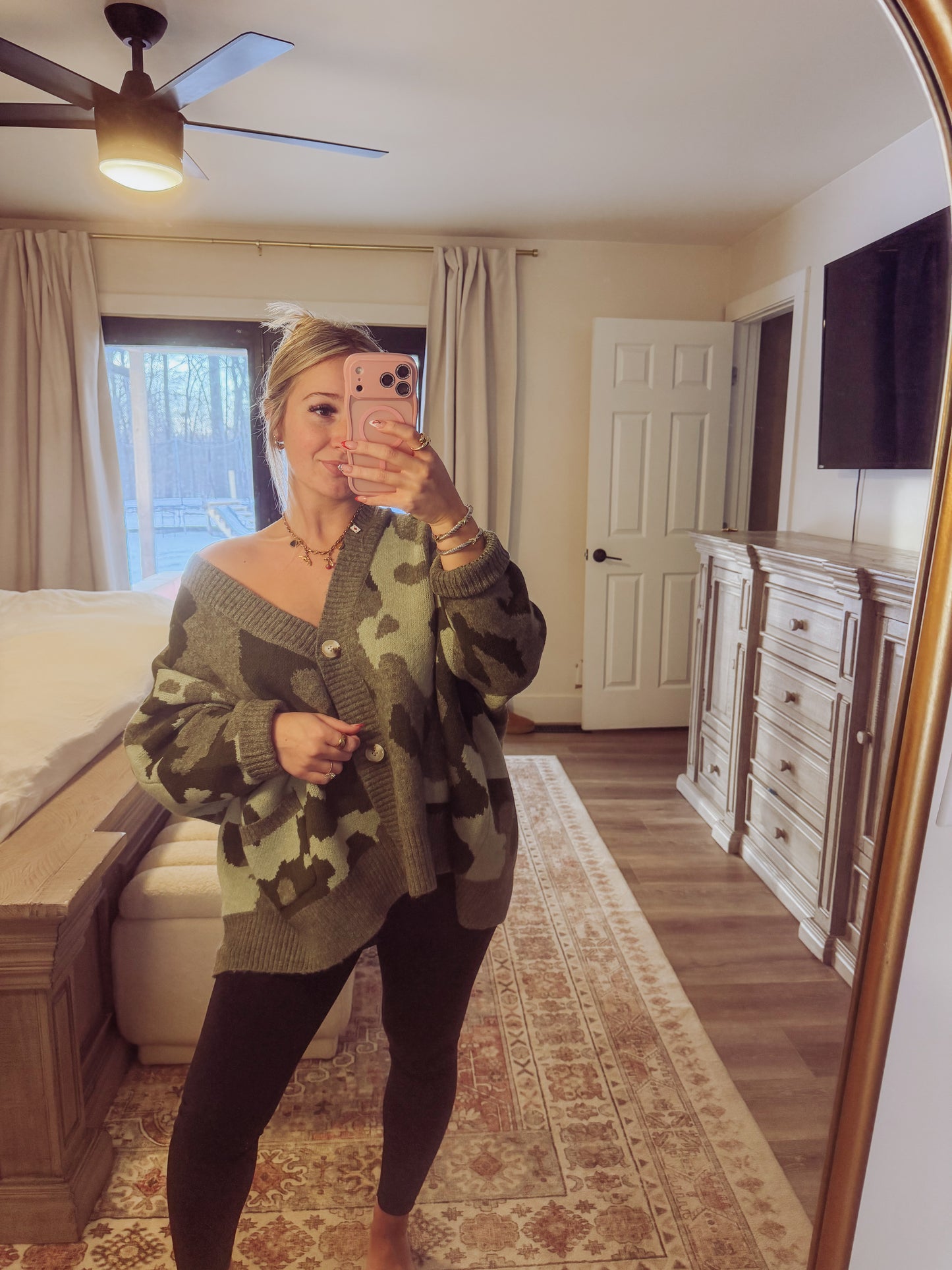 Oversized Camo Cardigan