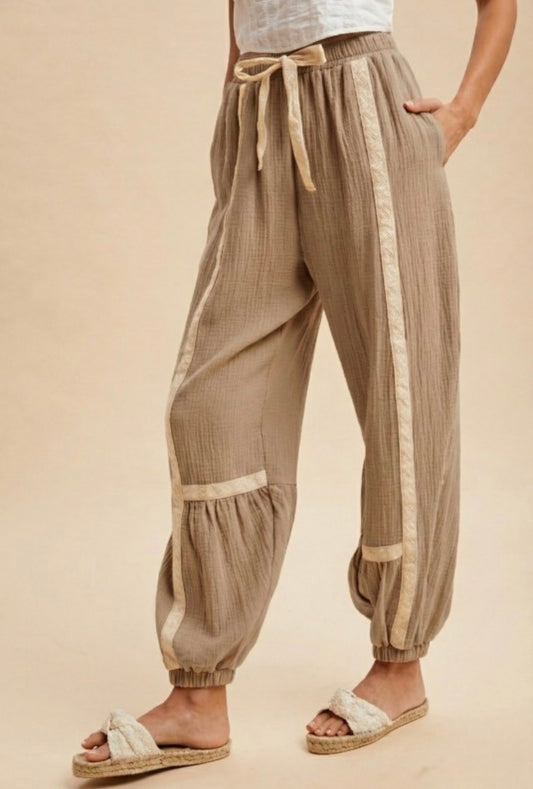 Taupe lace pants