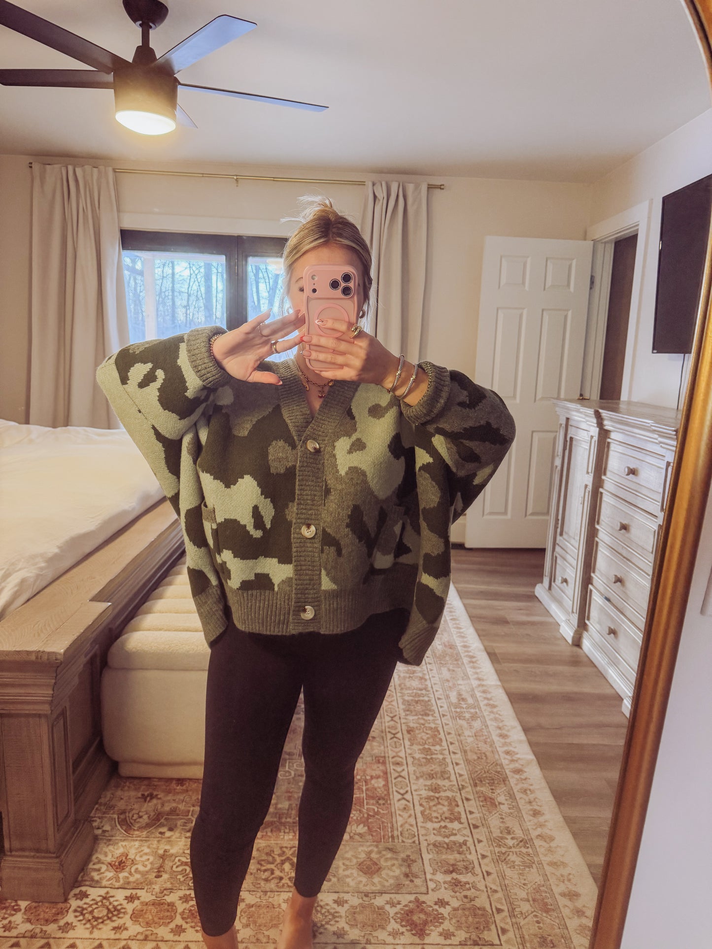 Oversized Camo Cardigan