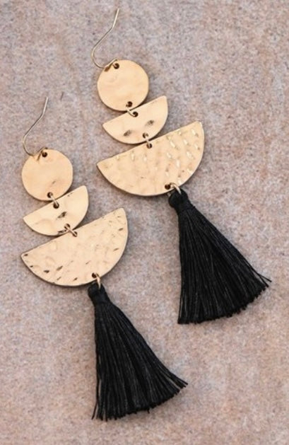 Black tassel ear rings