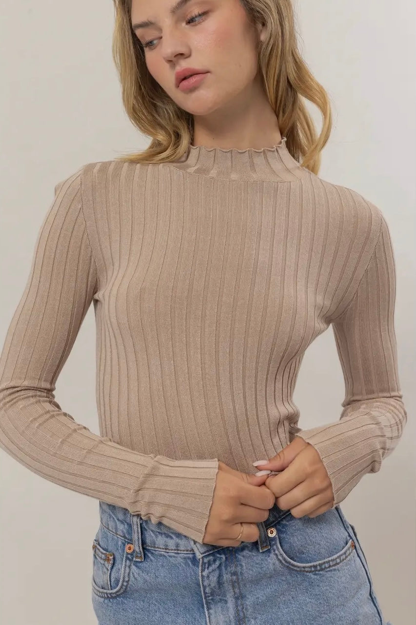 Neck Ribbed Top