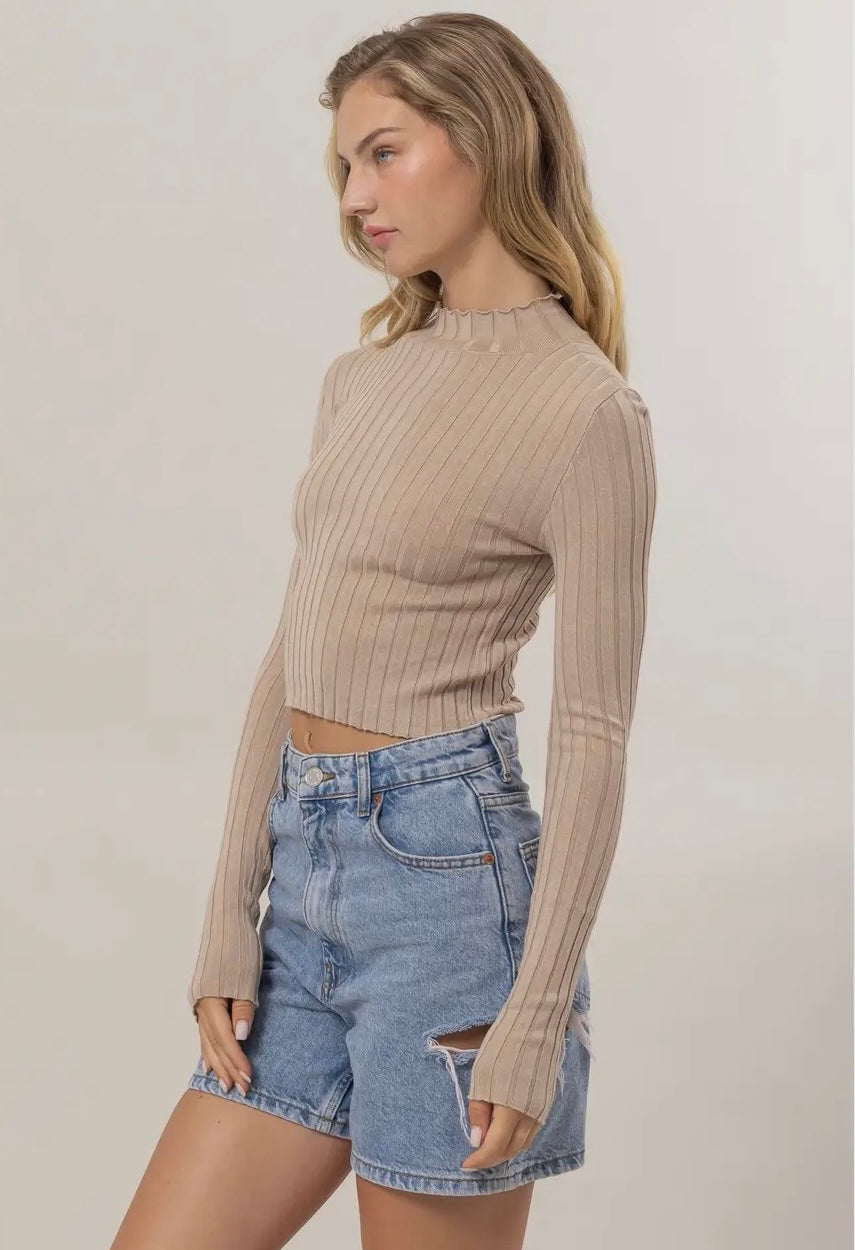 Neck Ribbed Top