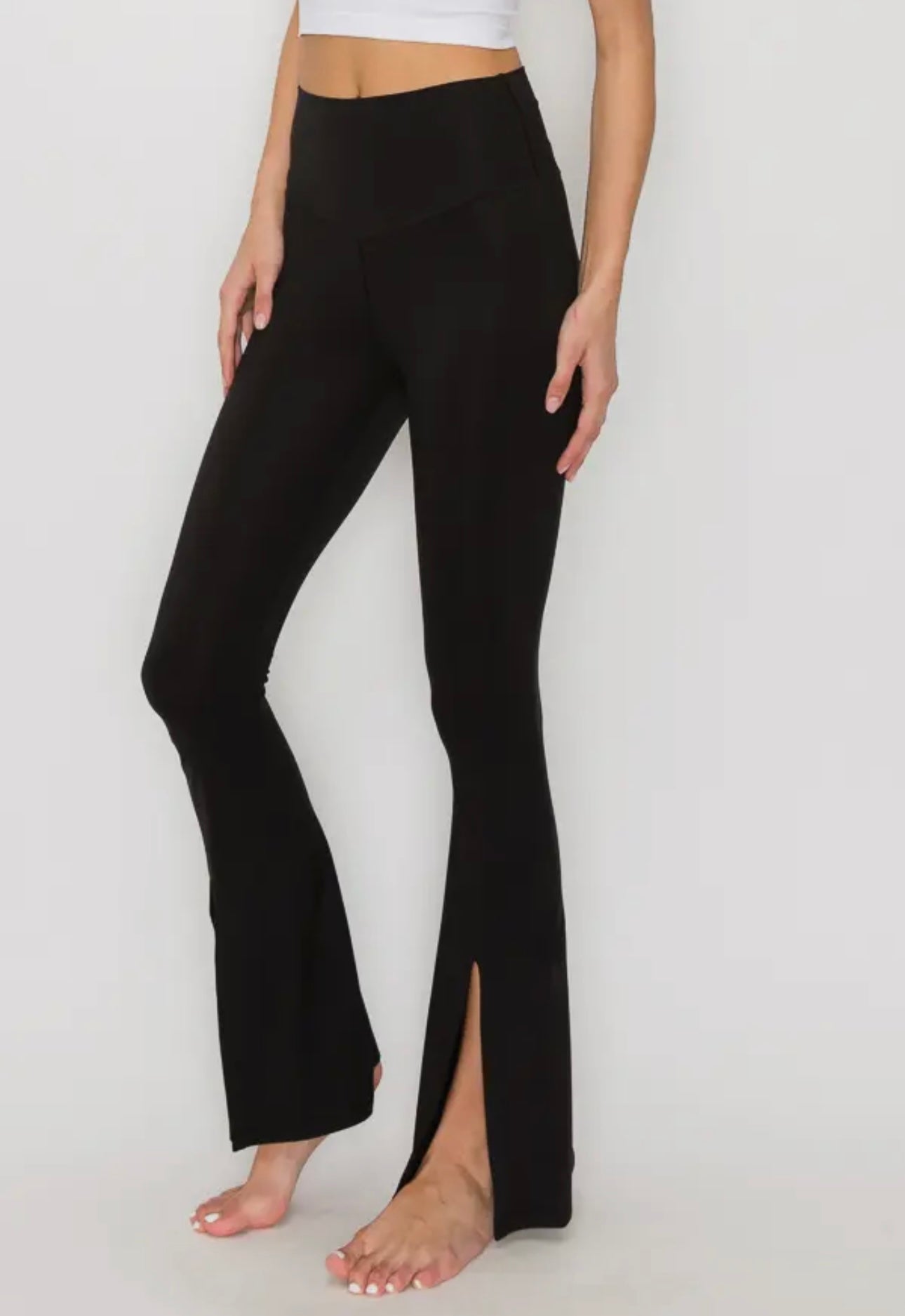 Open toe flared leggings