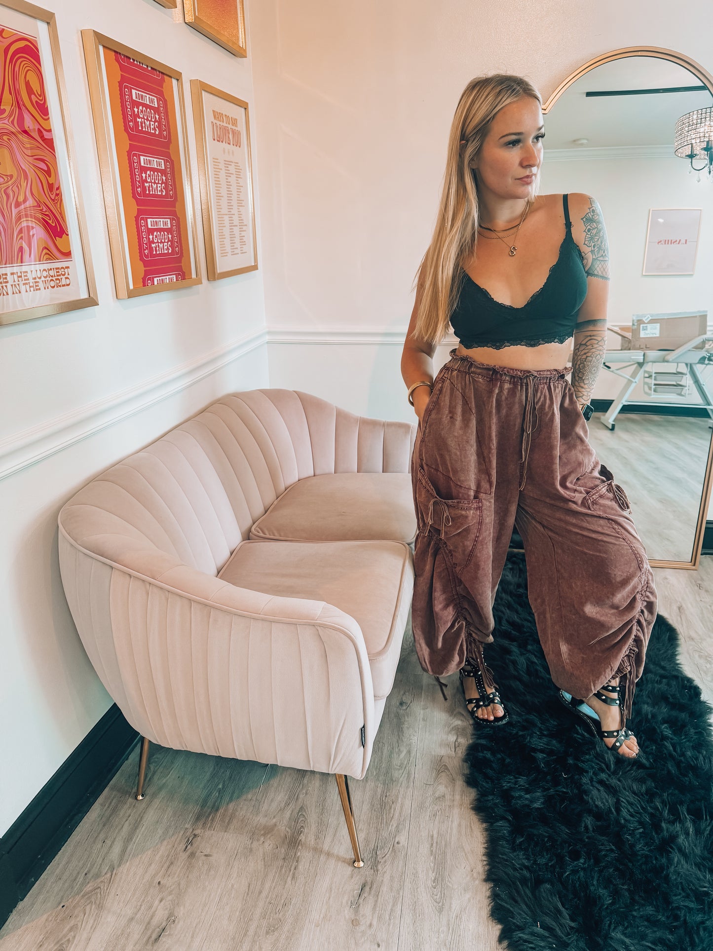 Blue velvet pants