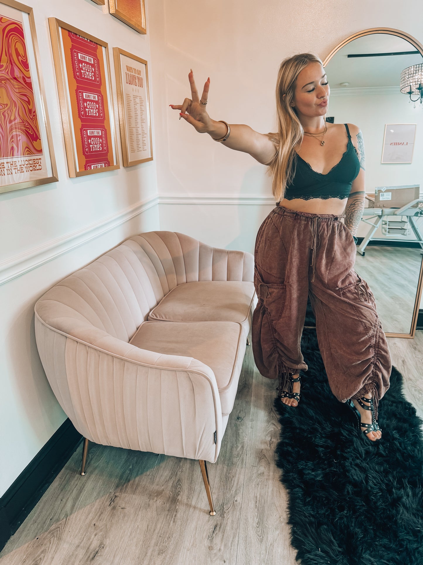 Blue velvet pants